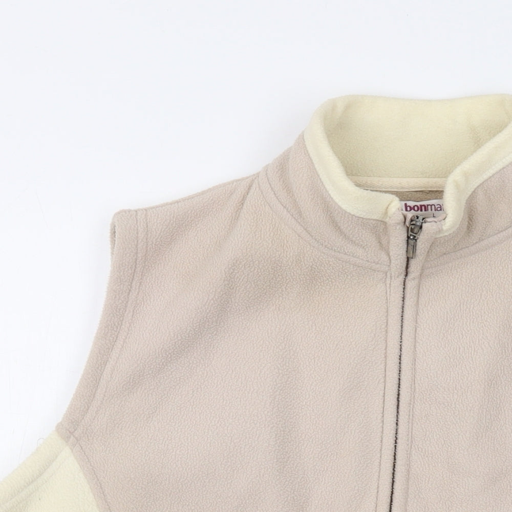 Bonmarché Womens Beige Jacket Waistcoat Size L Zip