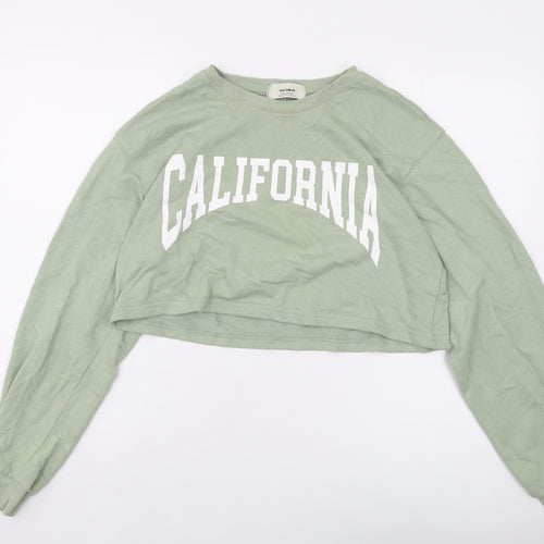 Pull&Bear Womens Green Cotton Pullover Sweatshirt Size XL Pullover - California