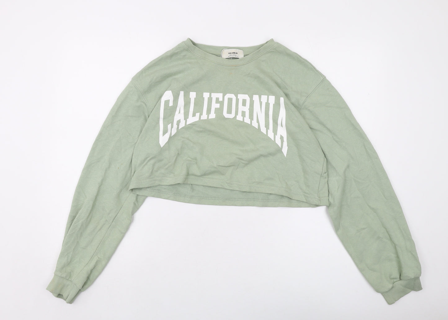 Pull&Bear Womens Green Cotton Pullover Sweatshirt Size XL Pullover - California
