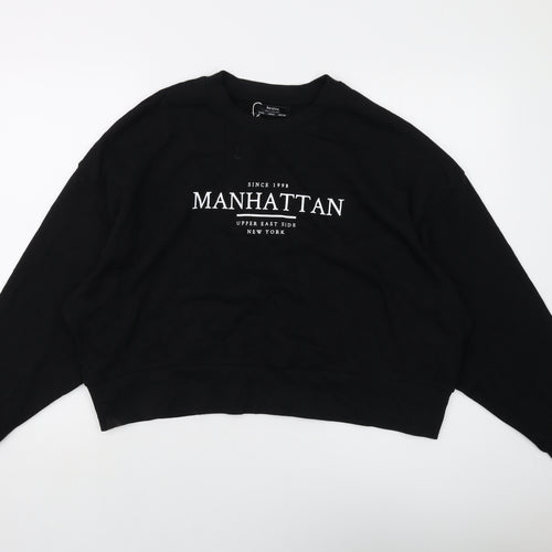 Bershka Womens Black Cotton Pullover Sweatshirt Size S Pullover - Manhattan