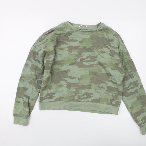 Marks and Spencer Boys Green Camouflage Cotton Pullover Sweatshirt Size 13-14 Years Pullover