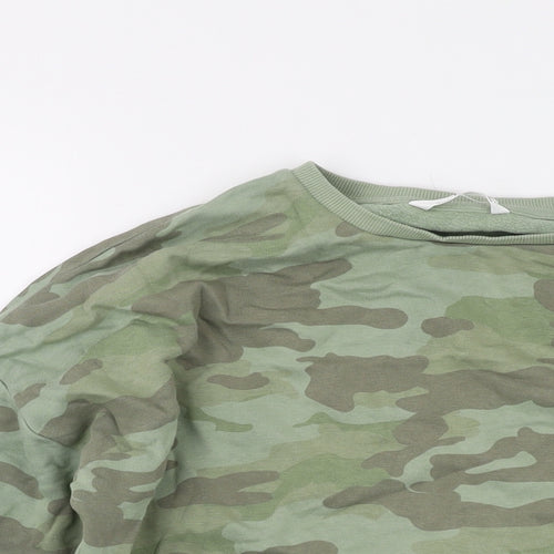 Marks and Spencer Boys Green Camouflage Cotton Pullover Sweatshirt Size 13-14 Years Pullover