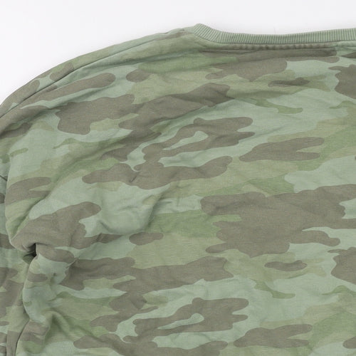 Marks and Spencer Boys Green Camouflage Cotton Pullover Sweatshirt Size 13-14 Years Pullover