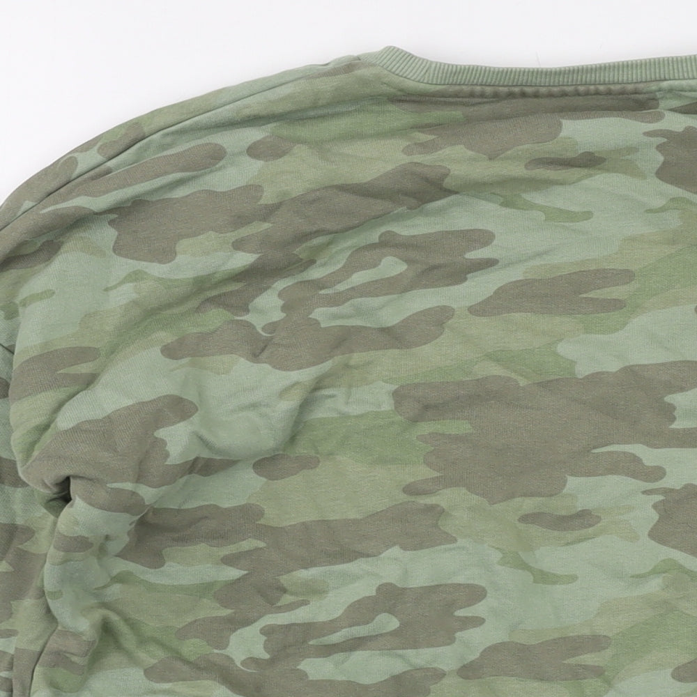 Marks and Spencer Boys Green Camouflage Cotton Pullover Sweatshirt Size 13-14 Years Pullover