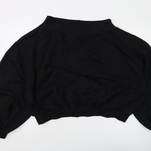 bOPOHOO Womens Black Cotton Pullover Sweatshirt Size 24 Pullover