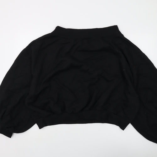 bOPOHOO Womens Black Cotton Pullover Sweatshirt Size 24 Pullover