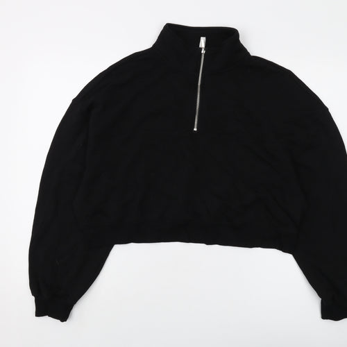 H&M Womens Black Polyester Pullover Sweatshirt Size L Zip