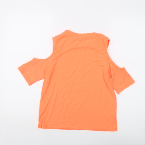 River Island Womens Orange Polyester Basic T-Shirt Size 10 Crew Neck