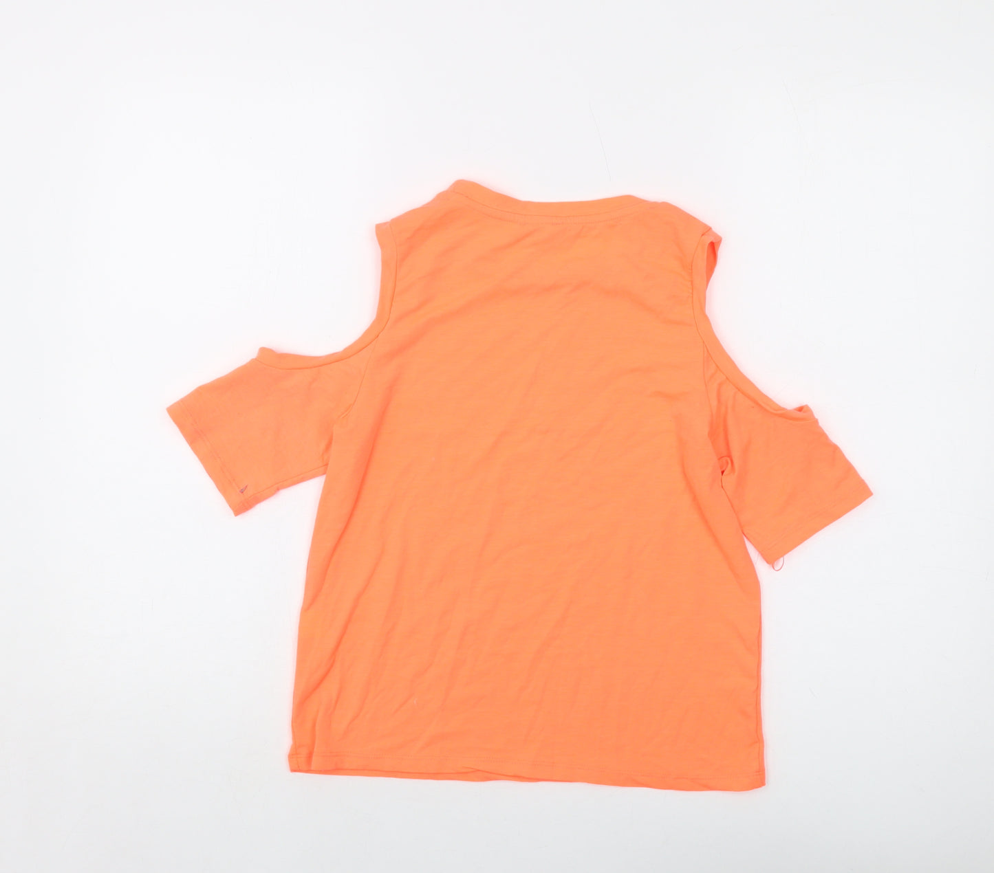 River Island Womens Orange Polyester Basic T-Shirt Size 10 Crew Neck