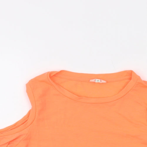 River Island Womens Orange Polyester Basic T-Shirt Size 10 Crew Neck
