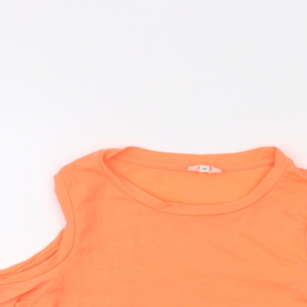 River Island Womens Orange Polyester Basic T-Shirt Size 10 Crew Neck