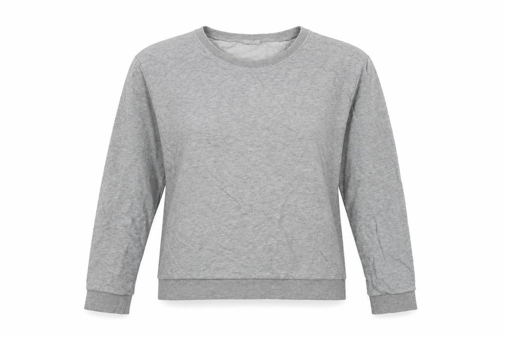 Front view of H&M women’s grey cotton pullover sweatshirt, size L, pullover