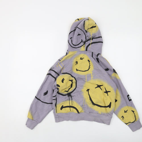 Smiley World Boys Grey Geometric Cotton Pullover Hoodie Size 10 Years Pullover
