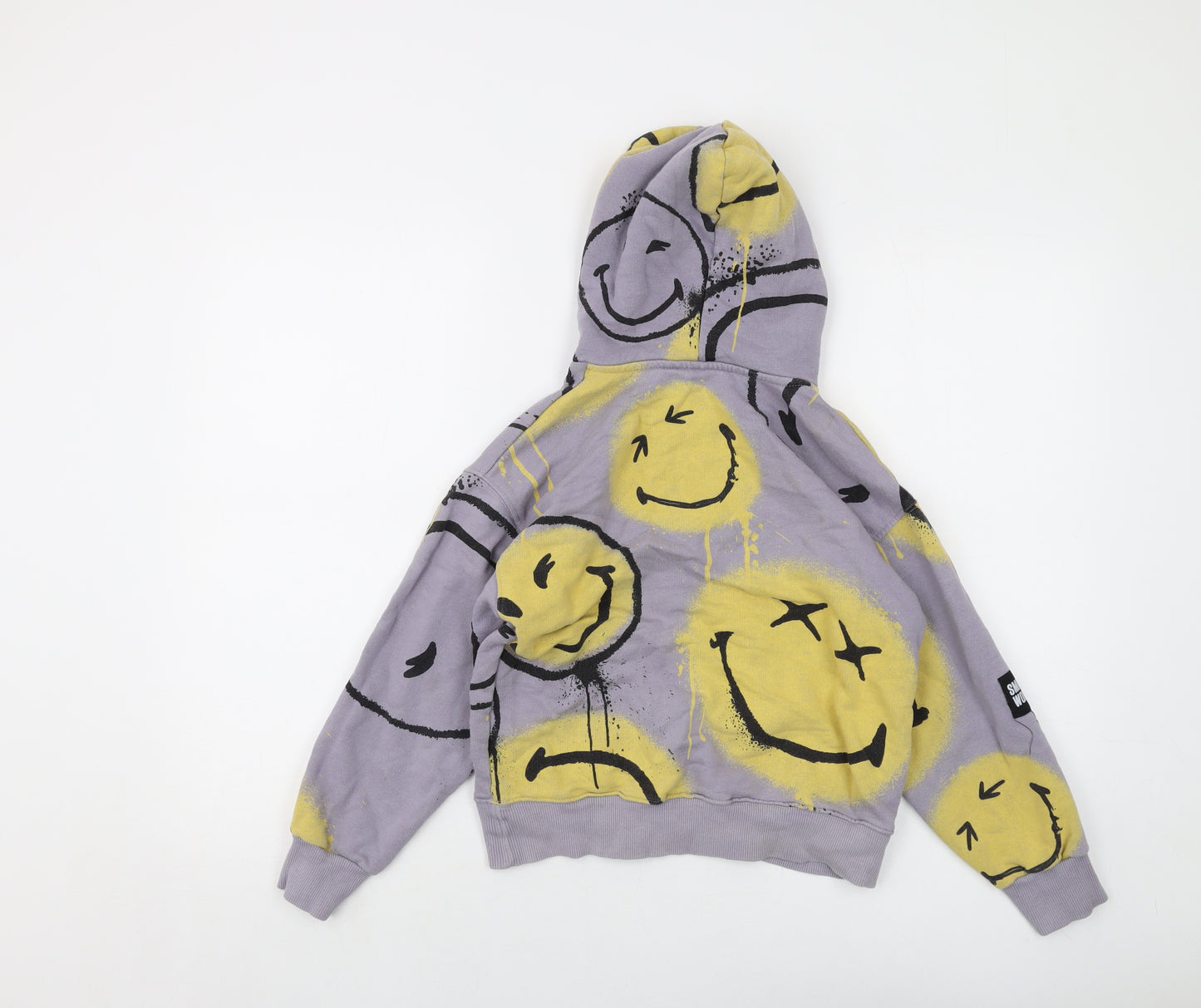 Smiley World Boys Grey Geometric Cotton Pullover Hoodie Size 10 Years Pullover