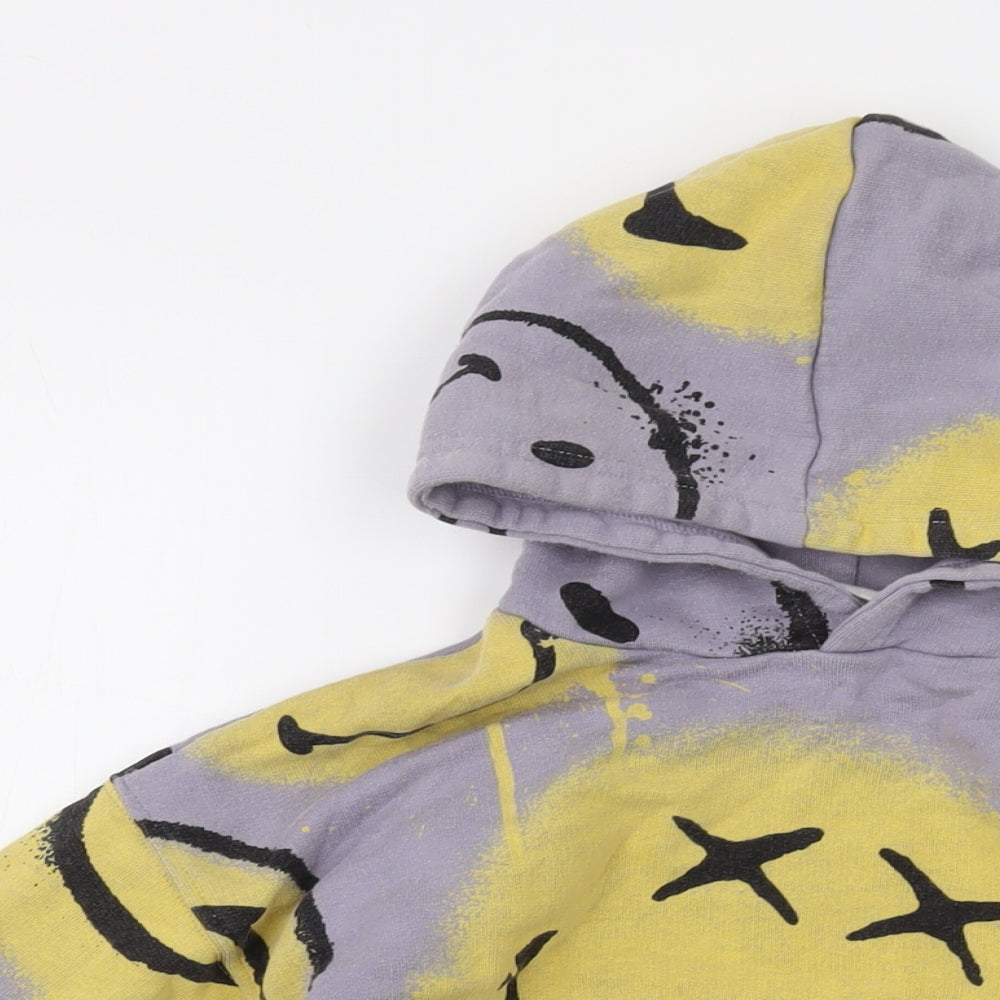 Smiley World Boys Grey Geometric Cotton Pullover Hoodie Size 10 Years Pullover