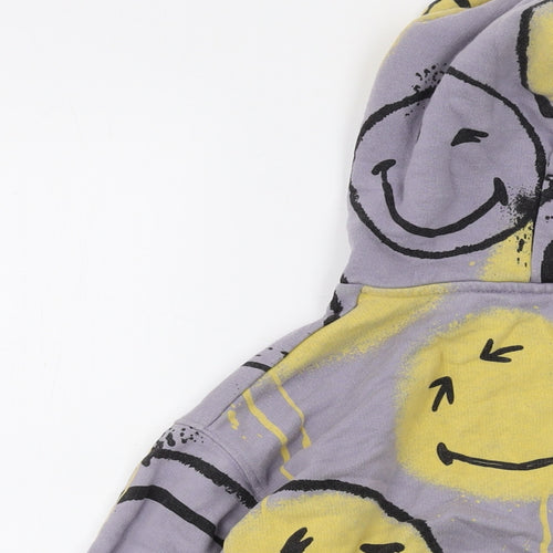 Smiley World Boys Grey Geometric Cotton Pullover Hoodie Size 10 Years Pullover