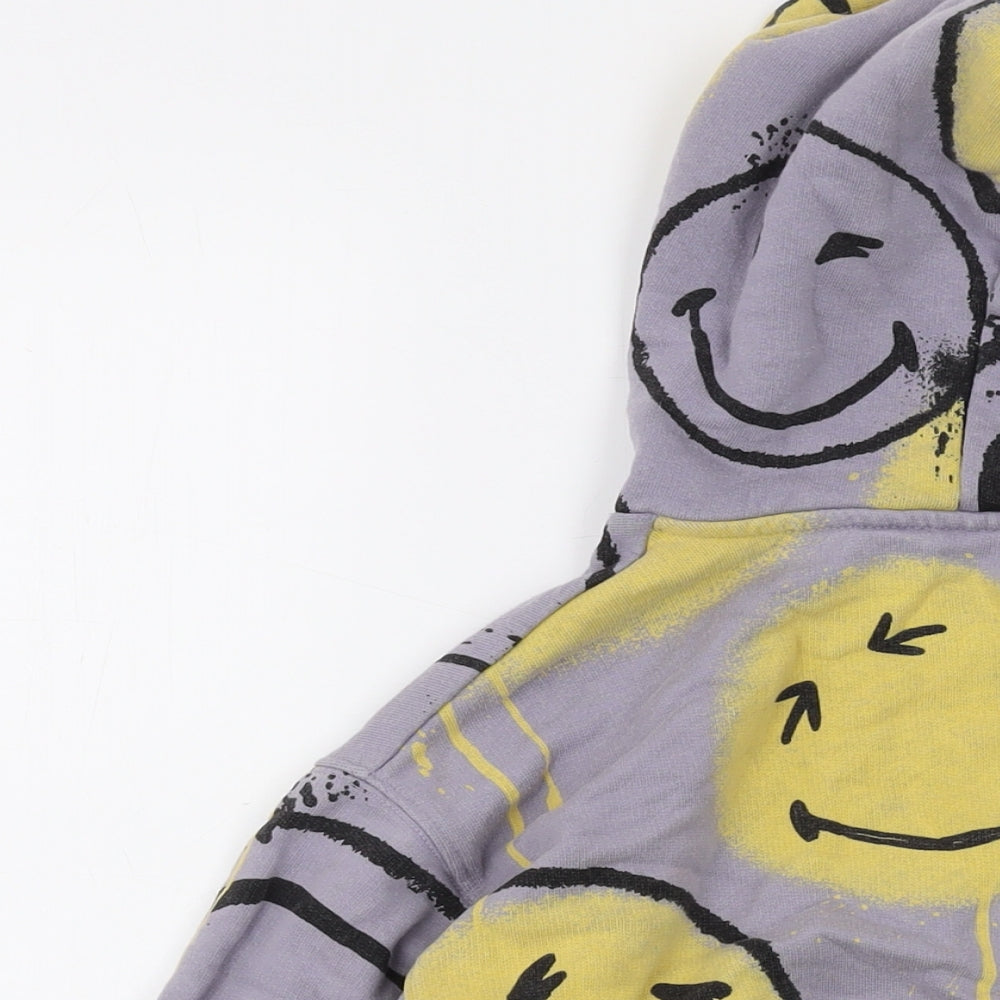 Smiley World Boys Grey Geometric Cotton Pullover Hoodie Size 10 Years Pullover