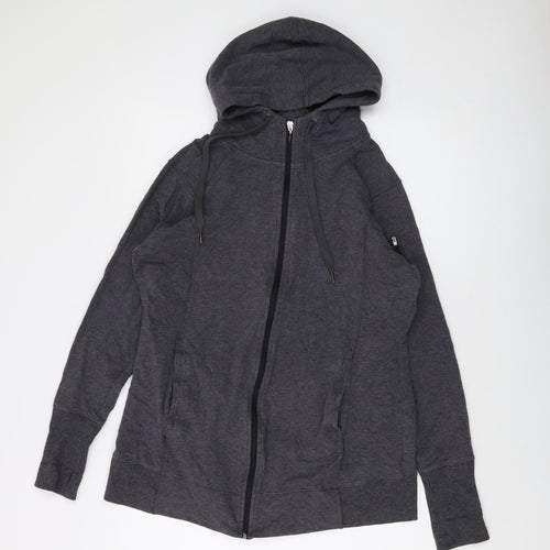 Marks and Spencer Womens Grey Cotton Full Zip Hoodie Size 16 Zip