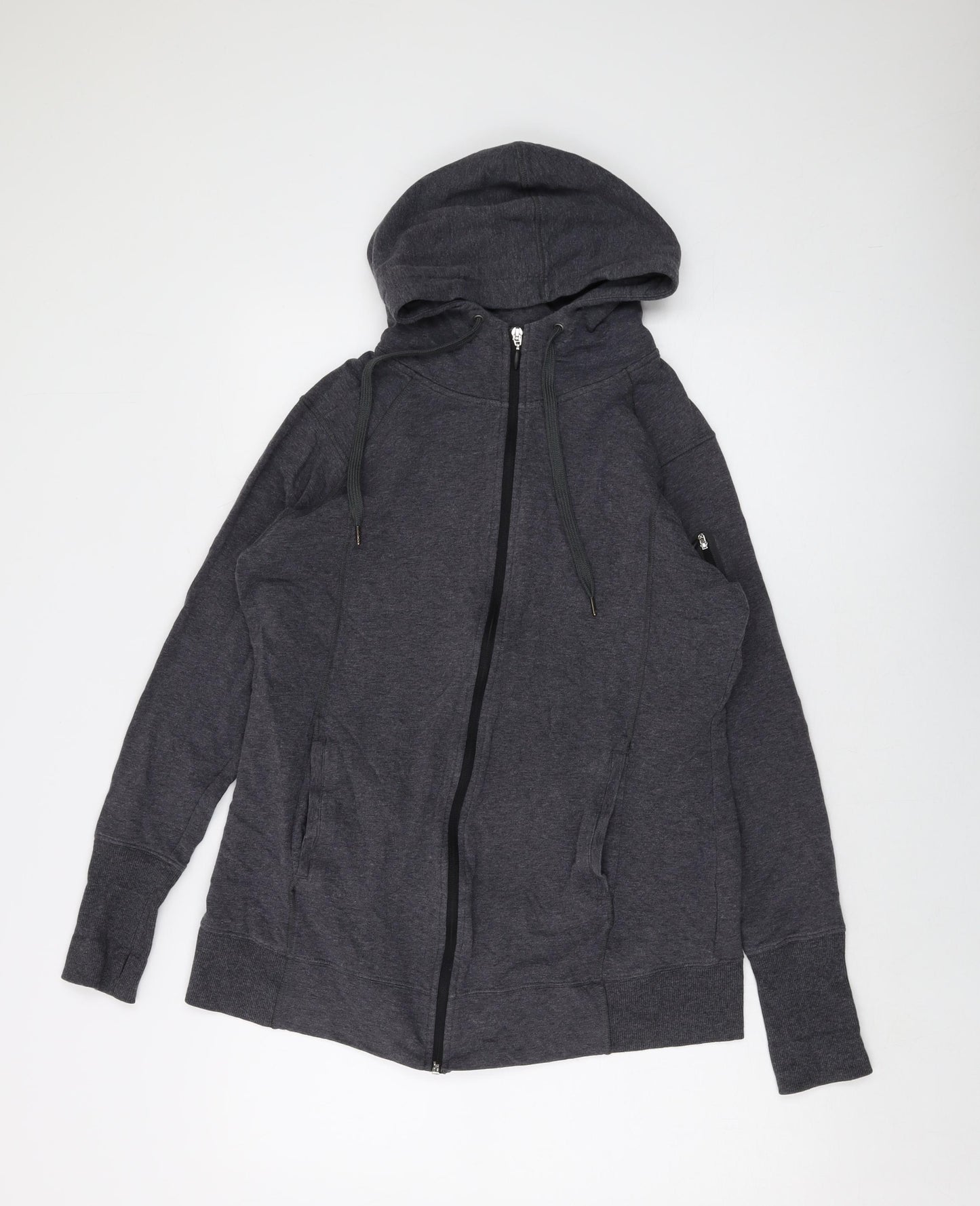 Marks and Spencer Womens Grey Cotton Full Zip Hoodie Size 16 Zip