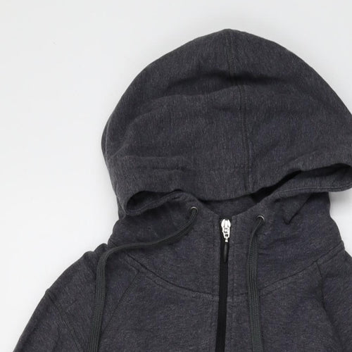 Marks and Spencer Womens Grey Cotton Full Zip Hoodie Size 16 Zip