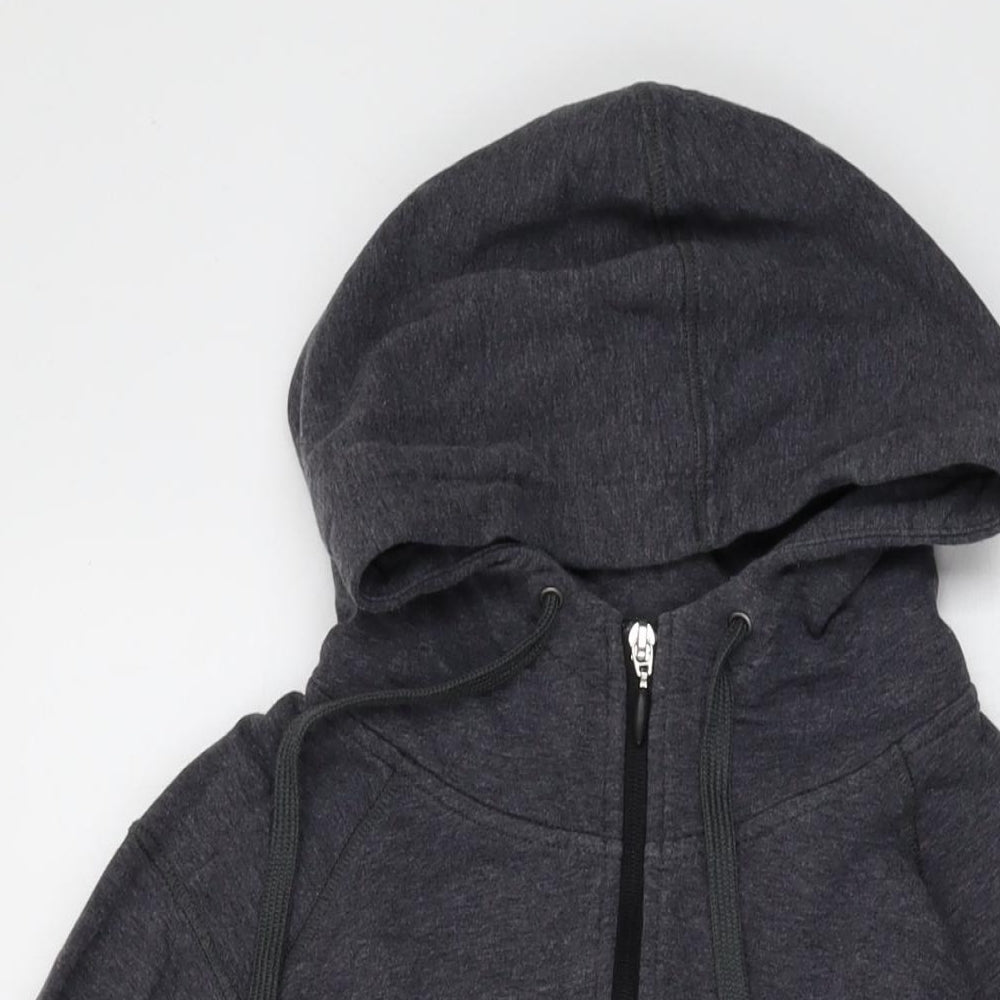 Marks and Spencer Womens Grey Cotton Full Zip Hoodie Size 16 Zip