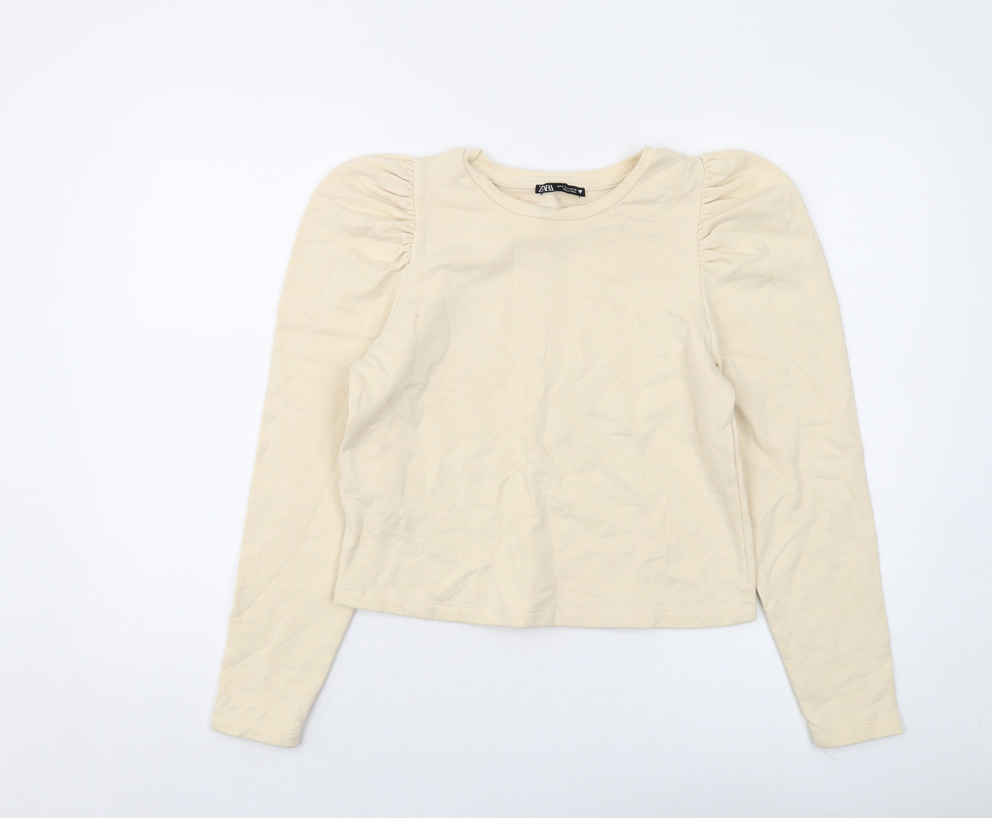 Zara Womens Beige Cotton Pullover Sweatshirt Size S Pullover