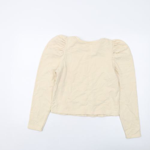 Zara Womens Beige Cotton Pullover Sweatshirt Size S Pullover
