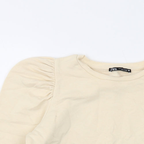 Zara Womens Beige Cotton Pullover Sweatshirt Size S Pullover