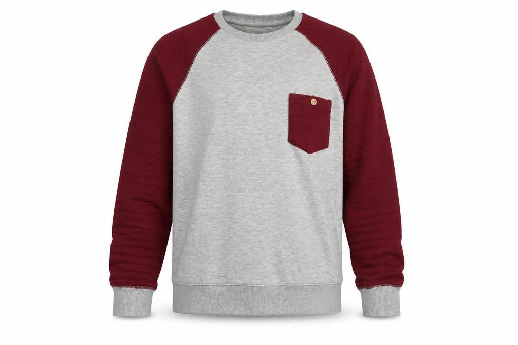 Front view of Burton men’s grey cotton pullover sweatshirt, size S