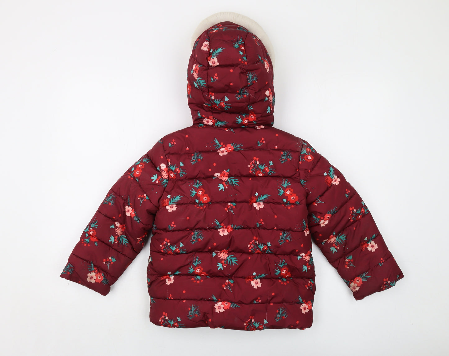 Marks and Spencer Girls Red Floral Jacket Size 5-6 Years Zip