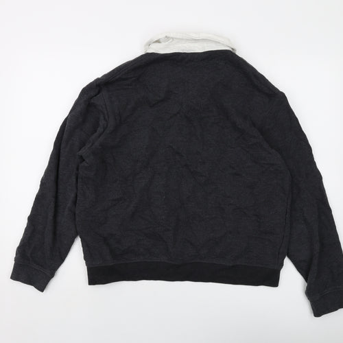 Zara Womens Grey Cotton Pullover Sweatshirt Size L Button