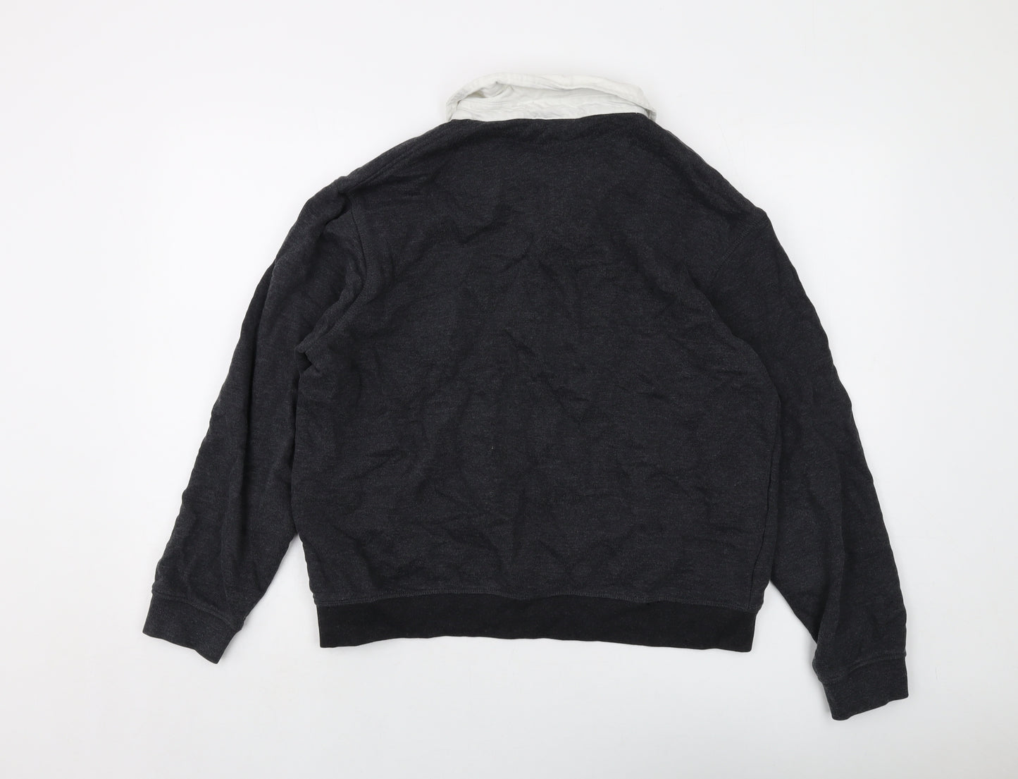 Zara Womens Grey Cotton Pullover Sweatshirt Size L Button