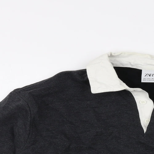 Zara Womens Grey Cotton Pullover Sweatshirt Size L Button