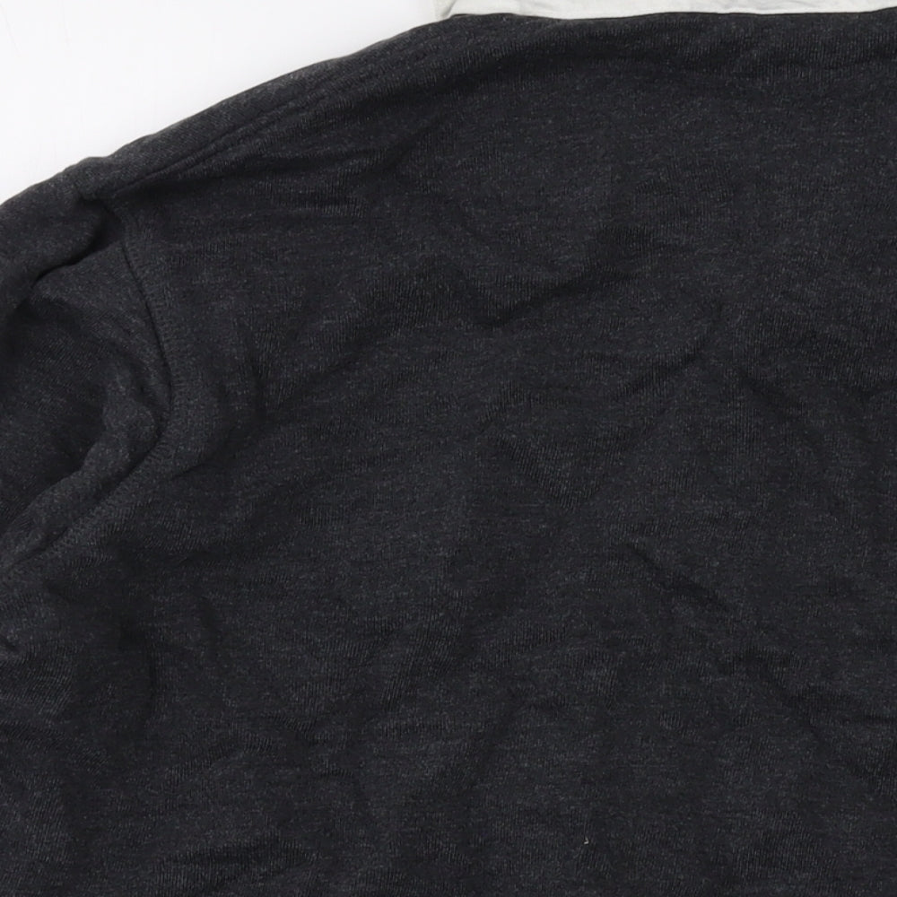 Zara Womens Grey Cotton Pullover Sweatshirt Size L Button