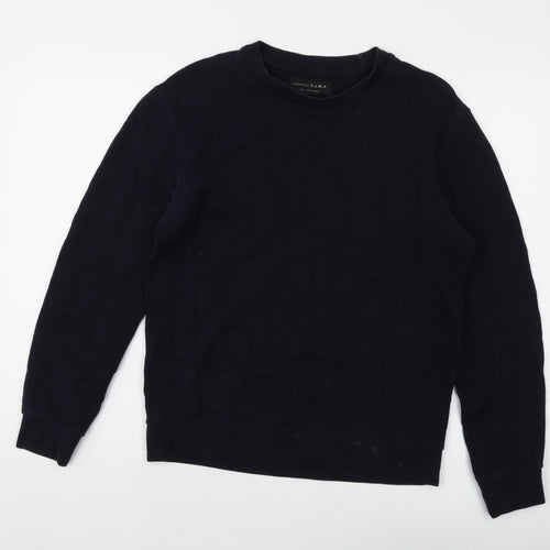 Zara Mens Blue Cotton Pullover Sweatshirt Size M