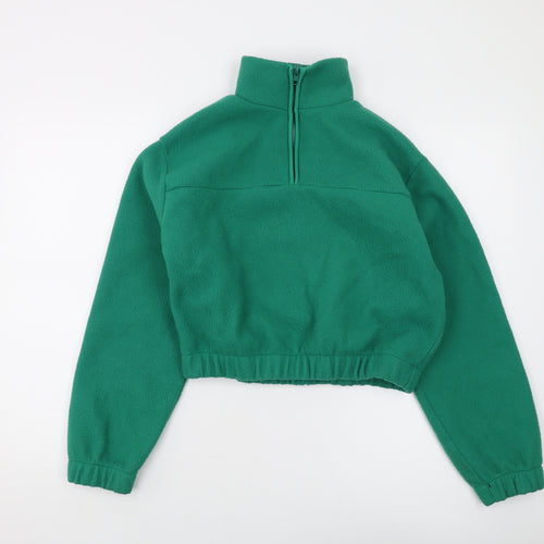 Topshop Womens Green Polyester Pullover Sweatshirt Size 10 Zip