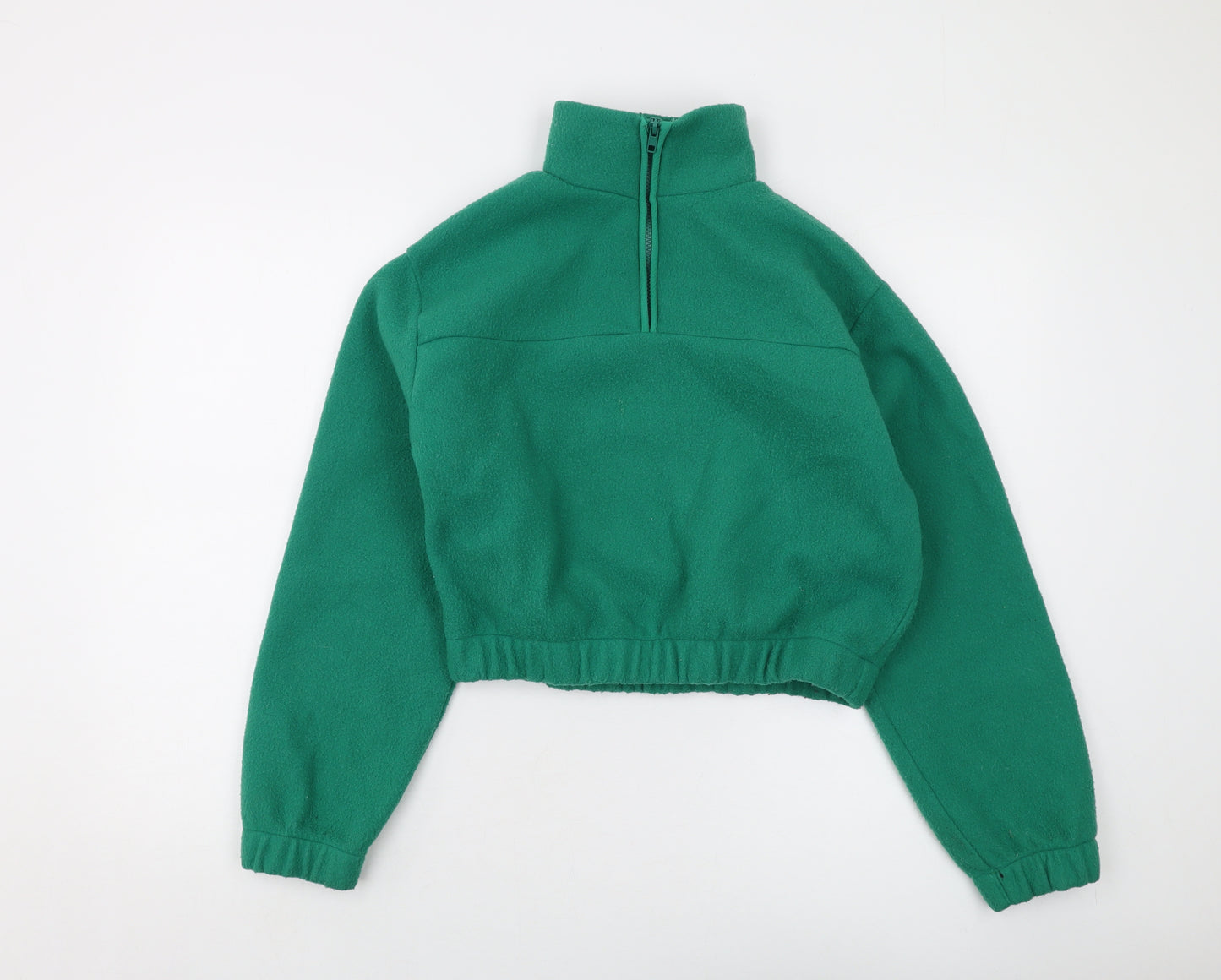 Topshop Womens Green Polyester Pullover Sweatshirt Size 10 Zip
