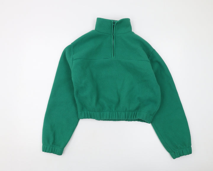 Topshop Womens Green Polyester Pullover Sweatshirt Size 10 Zip