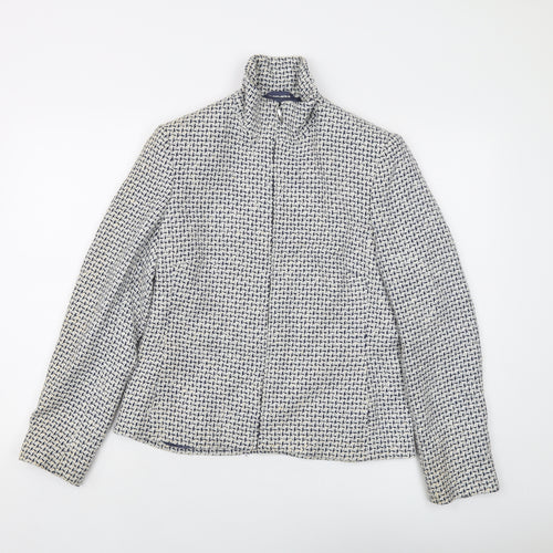 Marks and Spencer Womens Blue Geometric Jacket Size 10 Zip
