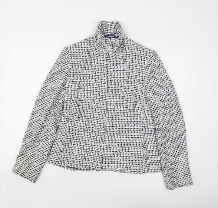 Marks and Spencer Womens Blue Geometric Jacket Size 10 Zip