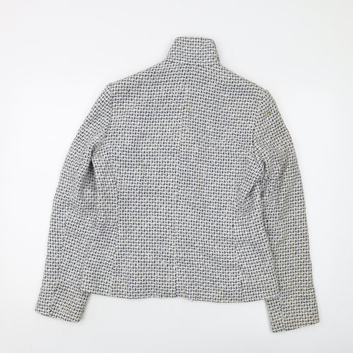 Marks and Spencer Womens Blue Geometric Jacket Size 10 Zip