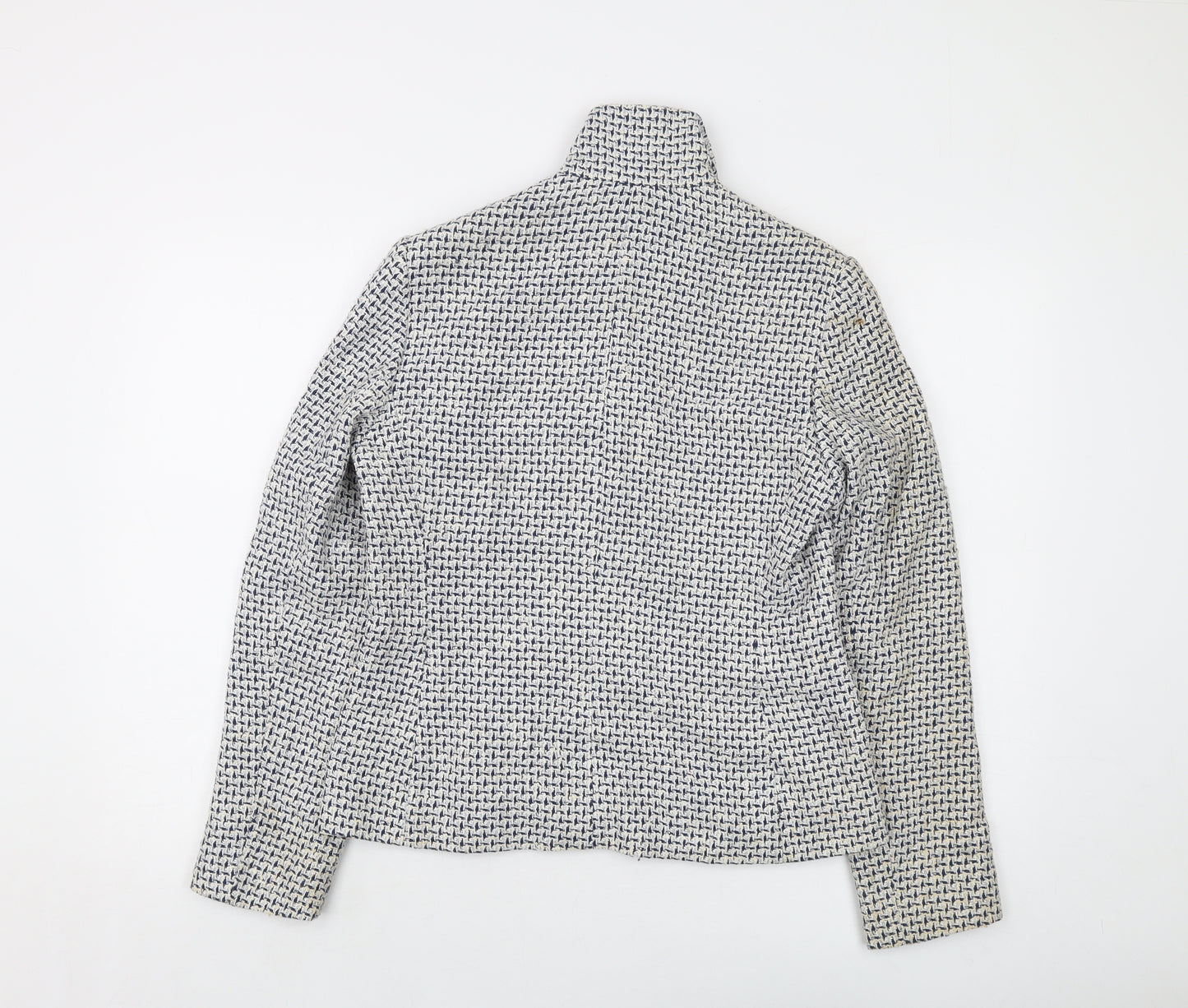 Marks and Spencer Womens Blue Geometric Jacket Size 10 Zip