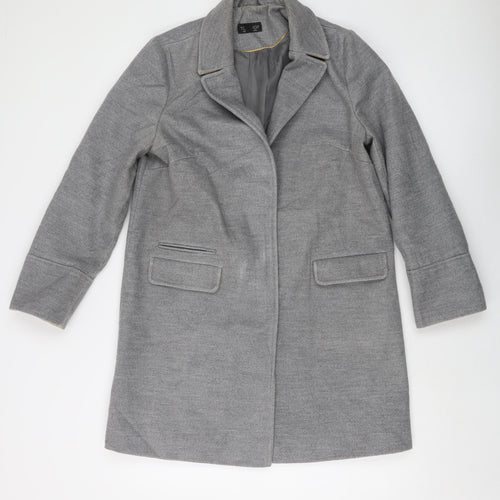 Topshop Womens Grey Overcoat Coat Size 10 Zip