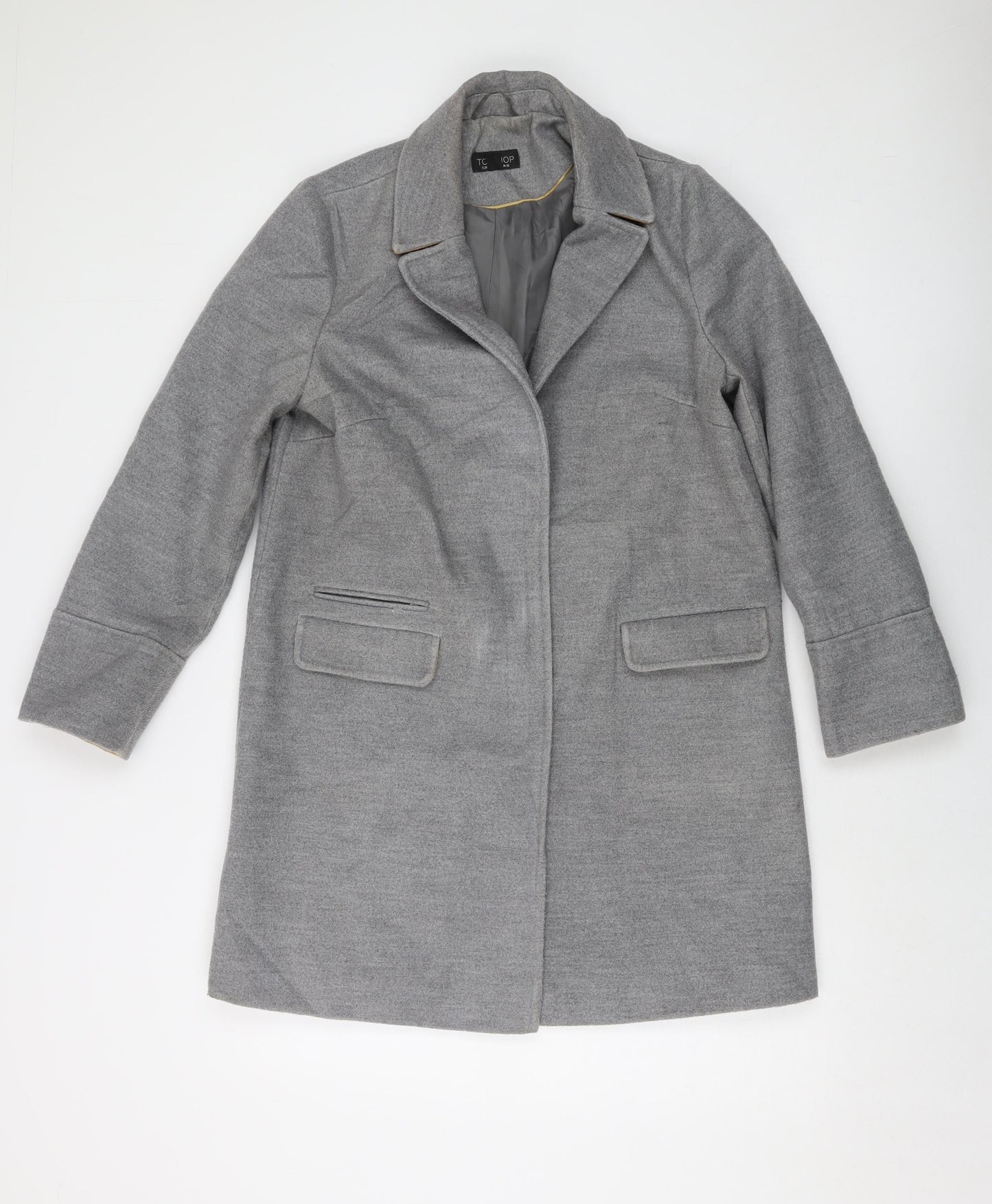 Topshop Womens Grey Overcoat Coat Size 10 Zip