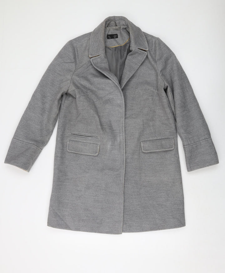 Topshop Womens Grey Overcoat Coat Size 10 Zip