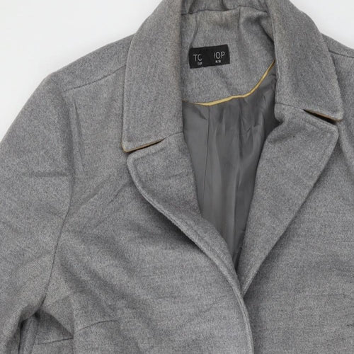 Topshop Womens Grey Overcoat Coat Size 10 Zip