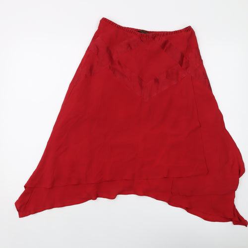 Fenn Wright Manson Womens Red Silk A-Line Skirt Size 12