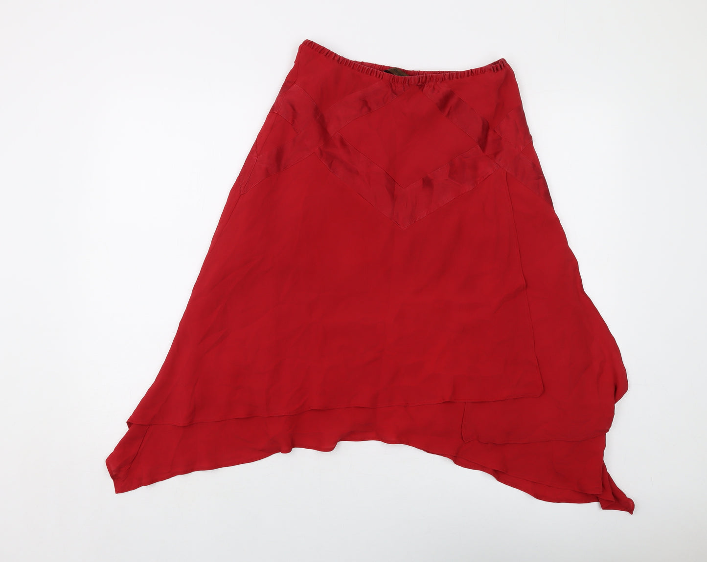 Fenn Wright Manson Womens Red Silk A-Line Skirt Size 12