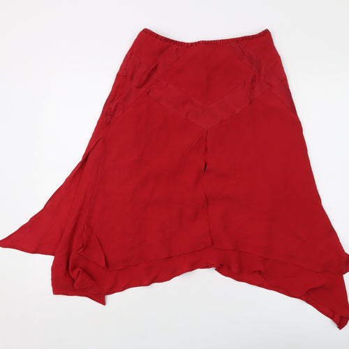 Fenn Wright Manson Womens Red Silk A-Line Skirt Size 12