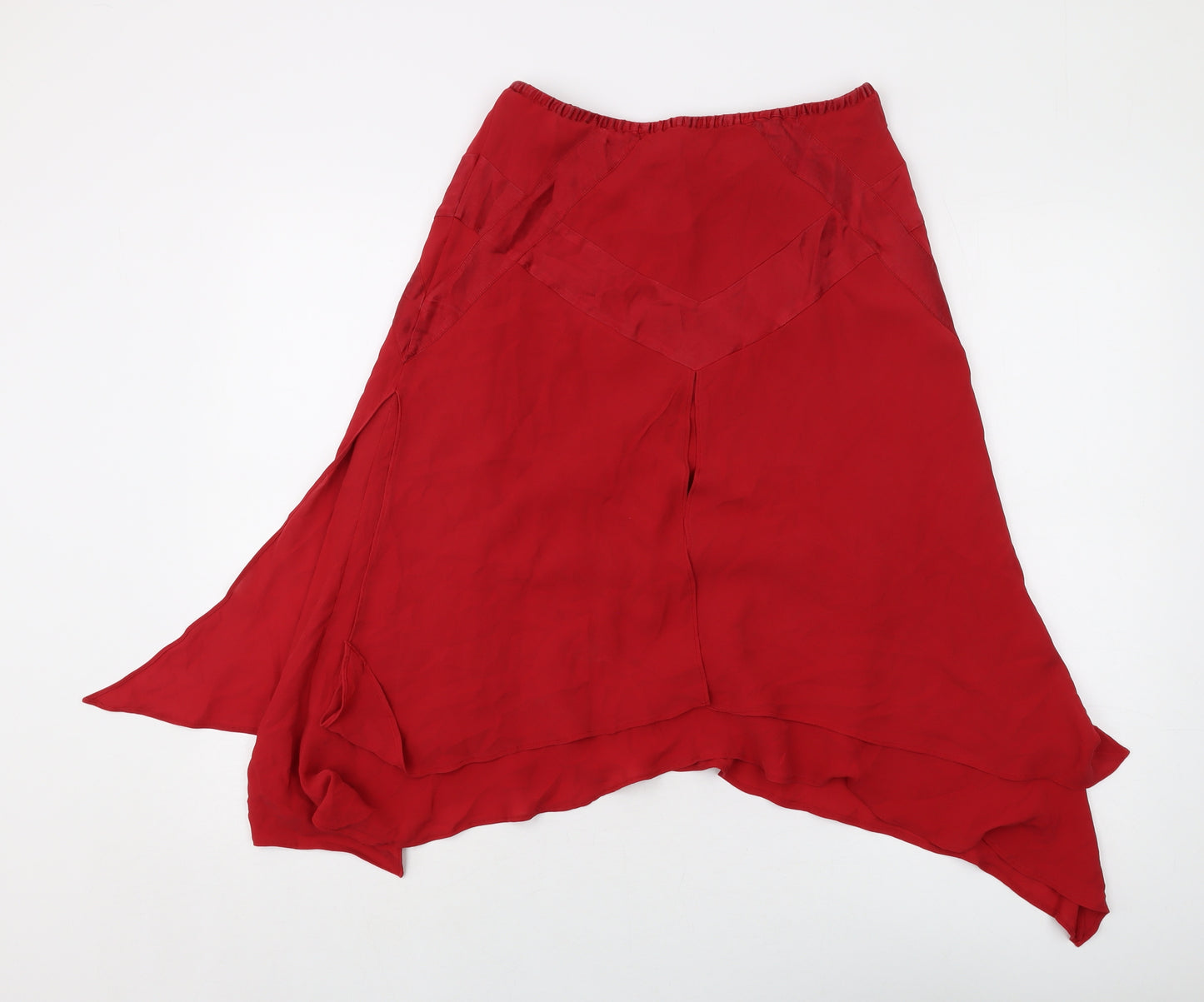 Fenn Wright Manson Womens Red Silk A-Line Skirt Size 12